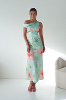 Oh Hello Clothing Women > Clothing > Dresses Rumi Floral Print Off The Shoulder Maxi | Green