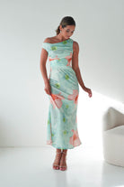Oh Hello Clothing Women > Clothing > Dresses Rumi Floral Print Off The Shoulder Maxi | Green