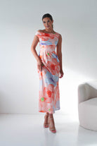 Oh Hello Clothing Women > Clothing > Dresses Rumi Floral Print Off The Shoulder Maxi | Orange/Lilac
