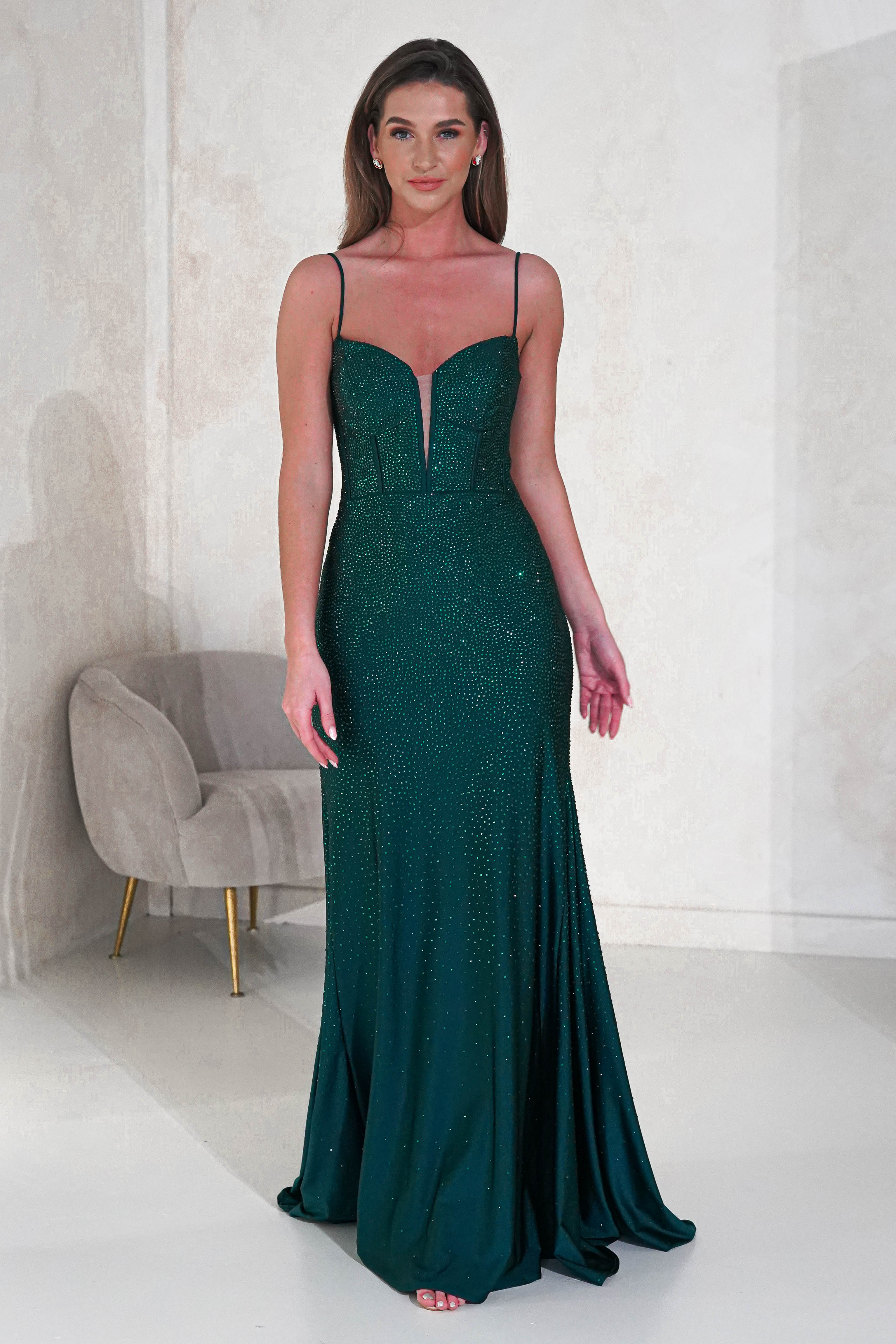 Sabrina Diamante Gown | Emerald Green | Debs & Prom | Formal Gown | Oh Hello Clothing