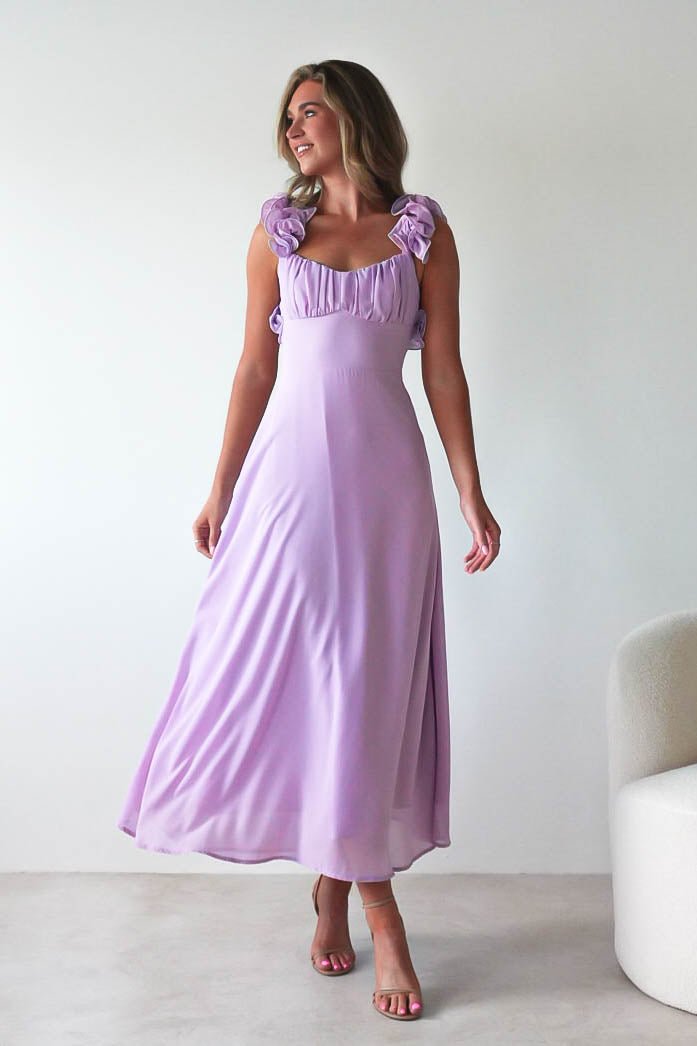 Sadie Ruffle Sleeve Maxi Dress Lilac | Wedding Guest Dress | Maxi | Oh Hello Clothing