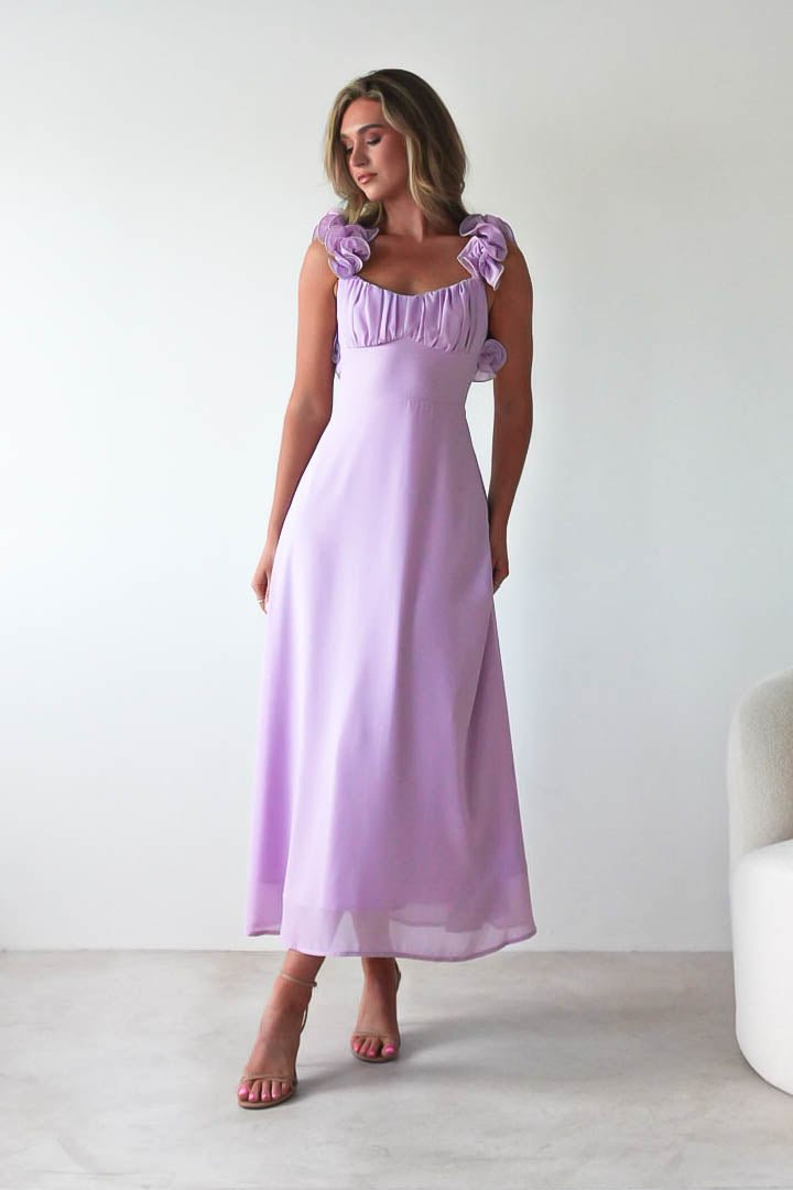 Sadie Ruffle Sleeve Maxi Dress Lilac | Wedding Guest Dress | Maxi | Oh Hello Clothing