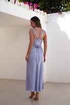 Salma Soft Matte Satin Midaxi Dress Periwinkle Blue | Wedding Guest Dress | Satin | Oh Hello Clothing