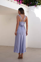 Salma Soft Matte Satin Midaxi Dress Periwinkle Blue | Wedding Guest Dress | Satin | Oh Hello Clothing