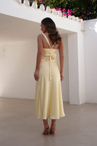 Salma Soft Matte Satin Midaxi Dress Yellow | Wedding Guest Dress | Satin | Oh Hello Clothing
