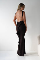 Samantha Bow Detail Maxi Dress Dark Brown | Wedding Guest Dress | Maxi | Oh Hello Clothing