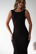 Samantha Bow Detail Maxi Dress Dark Brown | Wedding Guest Dress | Maxi | Oh Hello Clothing