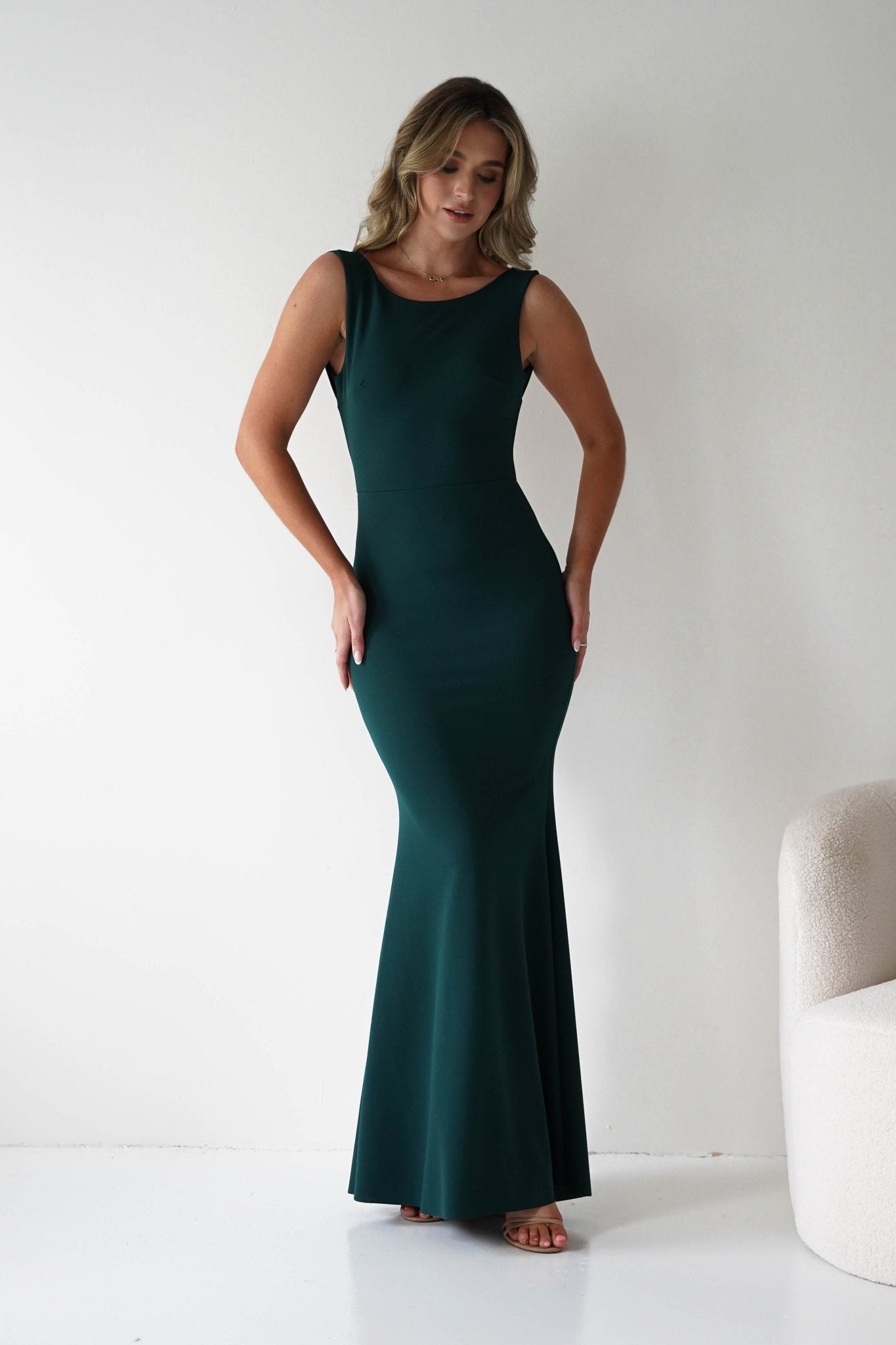 Samantha Bow Detail Maxi Dress Emerald Green | Wedding Guest Dress | Maxi | Oh Hello Clothing