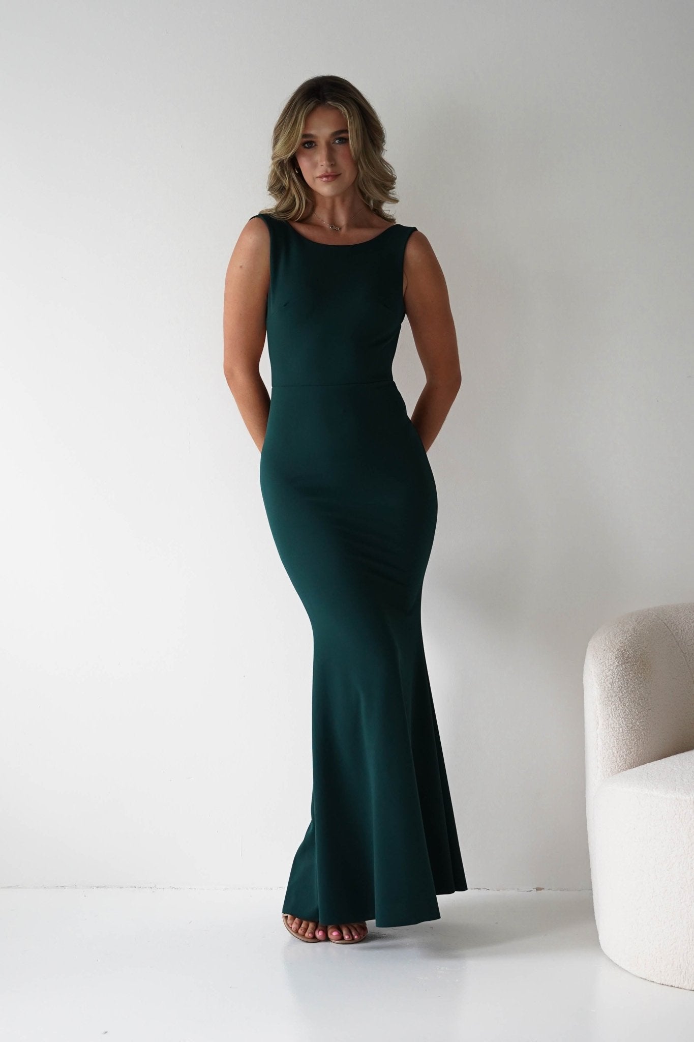 Samantha Bow Detail Maxi Dress Emerald Green | Wedding Guest Dress | Maxi | Oh Hello Clothing