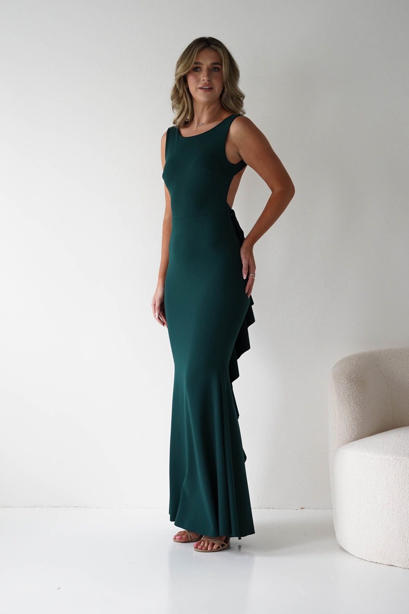 Samantha Bow Detail Maxi Dress Emerald Green | Wedding Guest Dress | Maxi | Oh Hello Clothing
