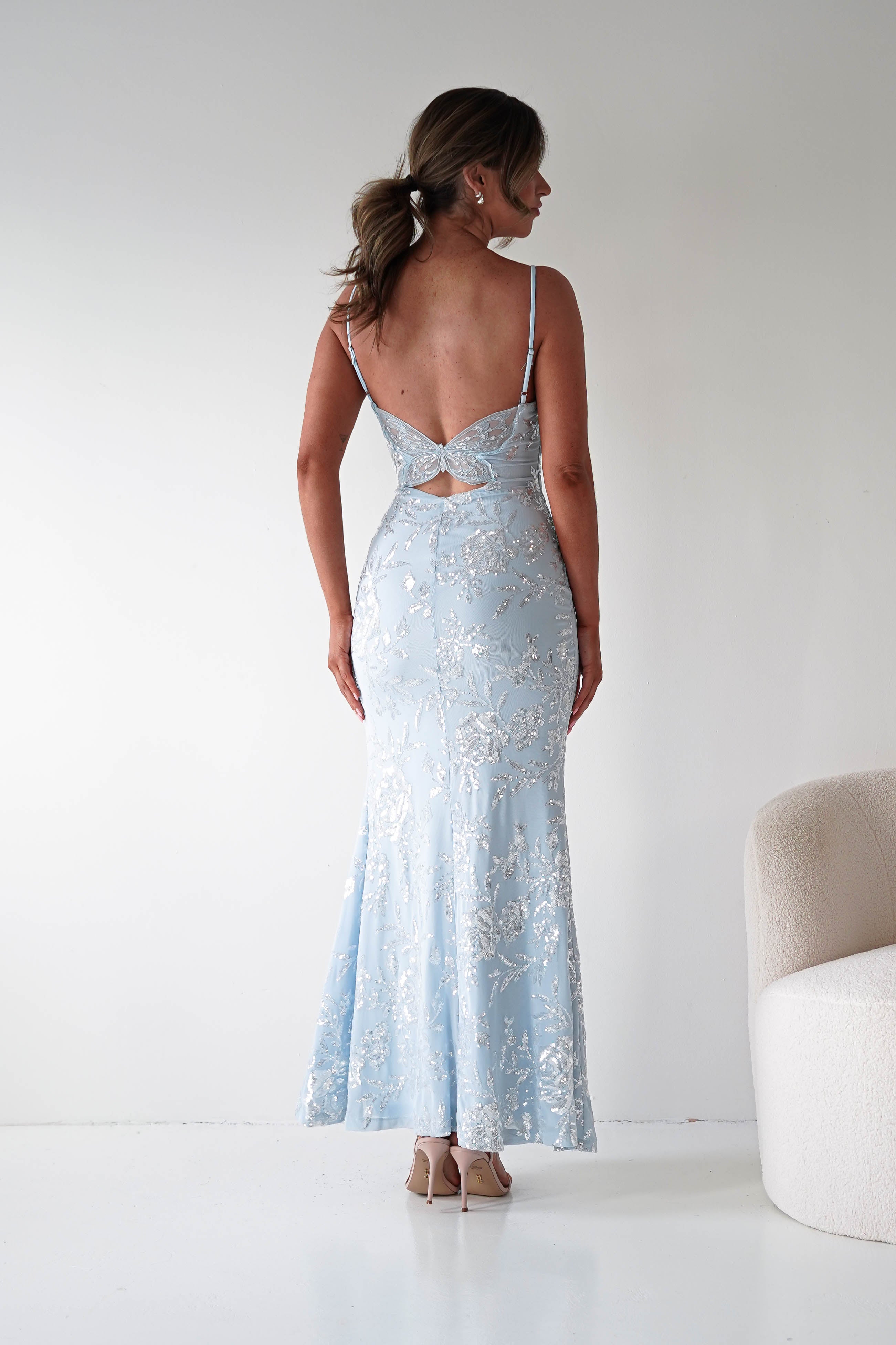 Oh Hello Clothing Women > Clothing > Dresses Santorini Butterfly Detail Embellished Gown | Blue
