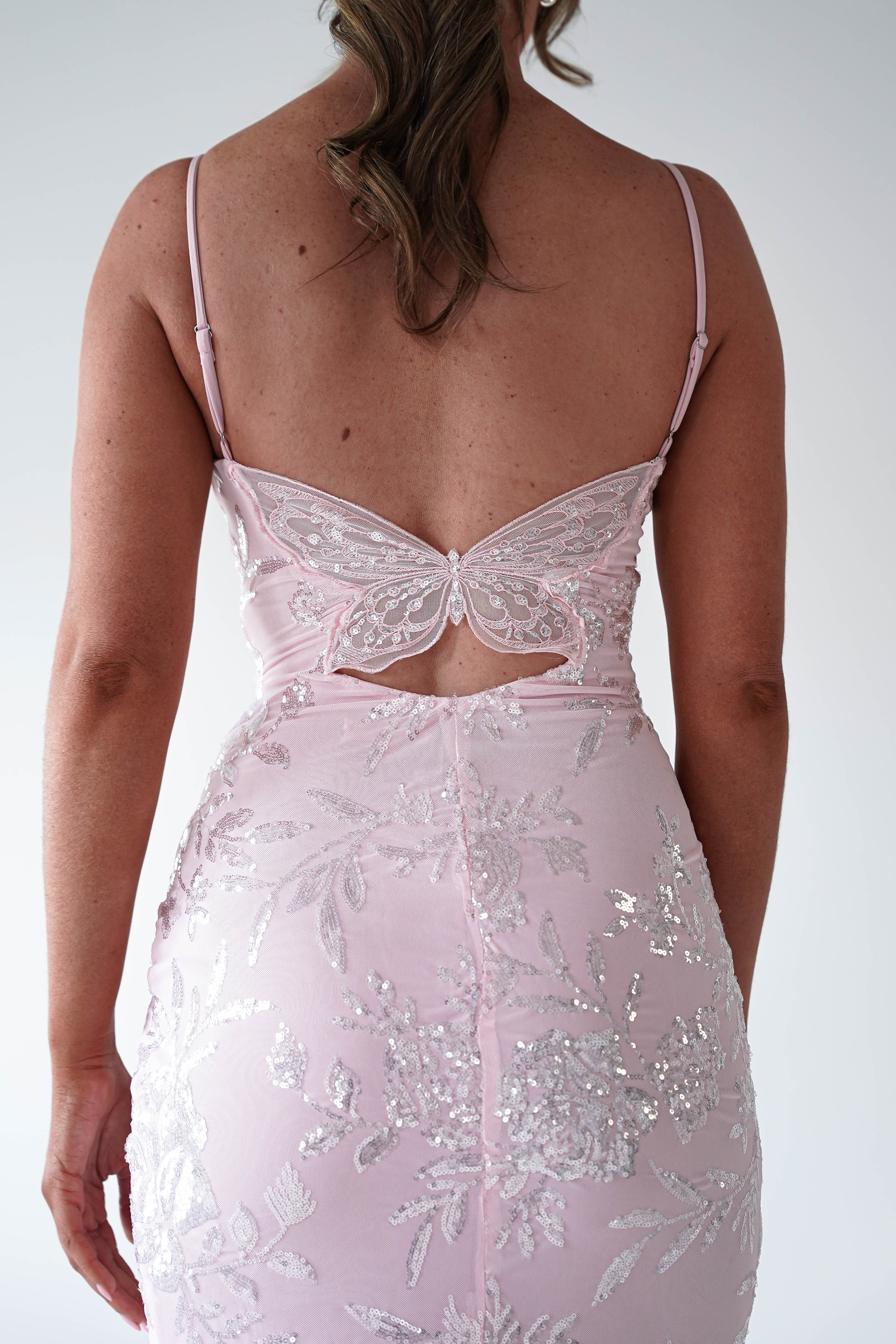 Oh Hello Clothing Women > Clothing > Dresses Santorini Butterfly Detail Embellished Gown | Pink
