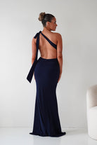 Oh Hello Clothing Wedding Guest Dresses Seraphine Backless Tie Bodycon Maxi Gown | Navy