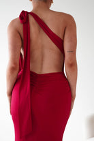 Oh Hello Clothing Wedding Guest Dresses Seraphine Backless Tie Bodycon Maxi Gown | Red
