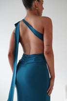 Oh Hello Clothing Debs & Prom Dresses Seraphine Backless Tie Bodycon Maxi Gown | Teal