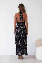 Oh Hello Clothing Women > Clothing > Dresses Seren Floral Print Halterneck Maxi Dress | Black