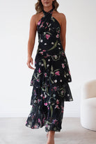 Oh Hello Clothing Women > Clothing > Dresses Seren Floral Print Halterneck Maxi Dress | Black