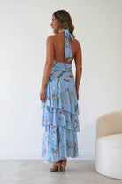 Oh Hello Clothing Women > Clothing > Dresses Seren Floral Print Halterneck Maxi Dress | Blue