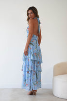 Oh Hello Clothing Women > Clothing > Dresses Seren Floral Print Halterneck Maxi Dress | Blue