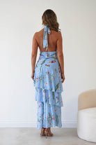 Oh Hello Clothing Women > Clothing > Dresses Seren Floral Print Halterneck Maxi Dress | Blue