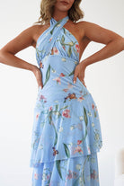 Oh Hello Clothing Women > Clothing > Dresses Seren Floral Print Halterneck Maxi Dress | Blue
