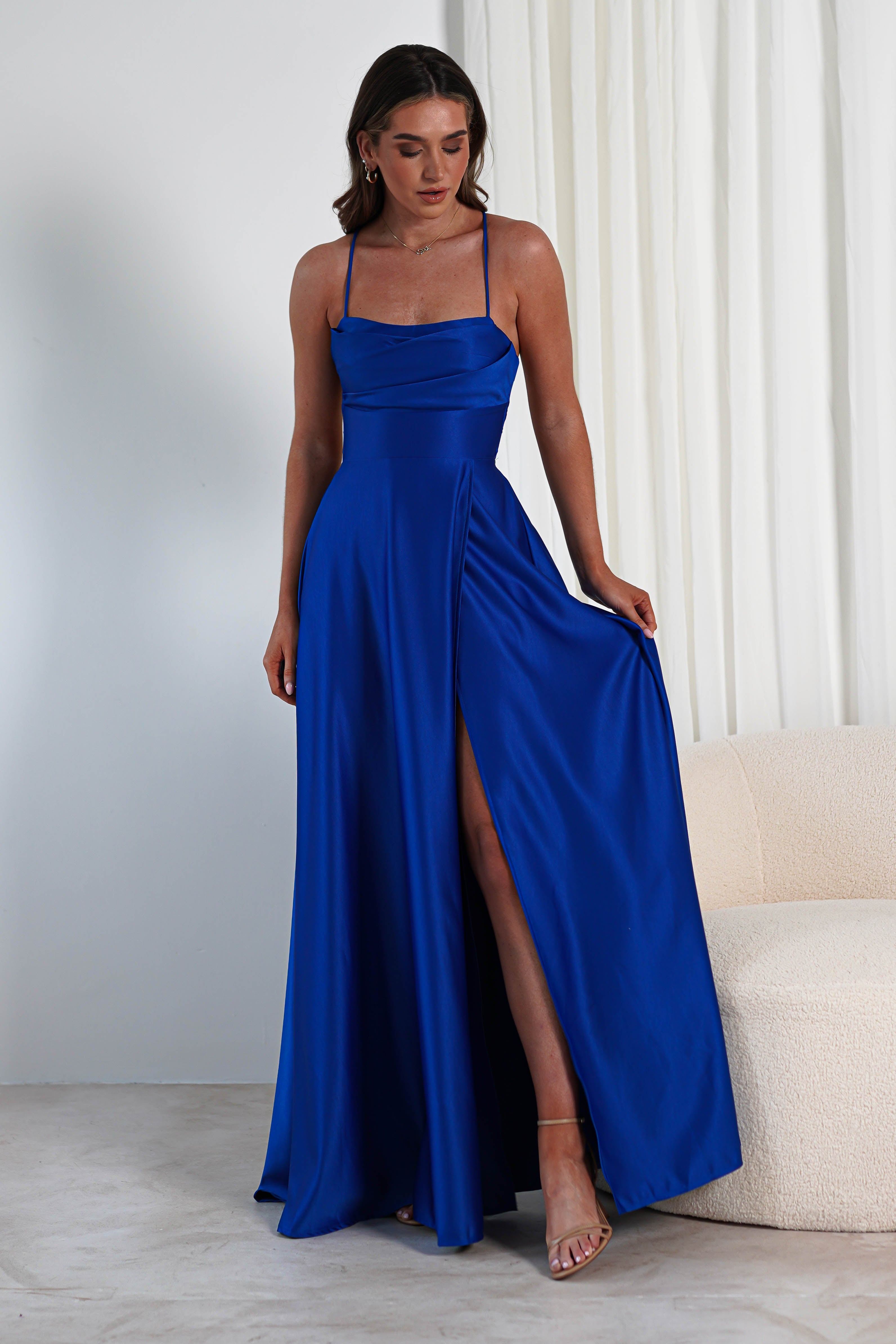 Shantal Satin Gown | Royal Blue | Debs & Prom | Formal Gown | Oh Hello Clothing