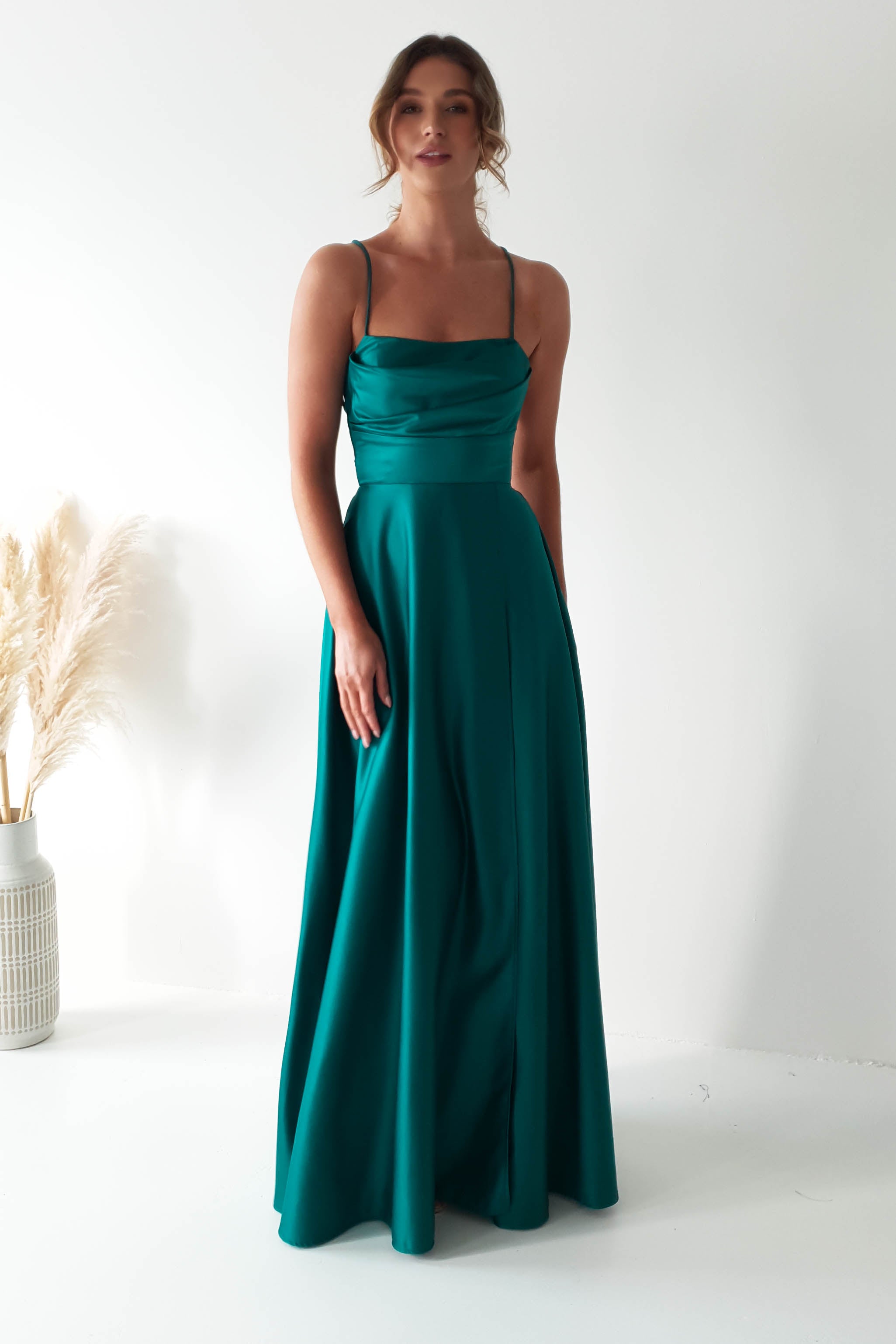 Shantal Satin Gown | Teal Green | Debs & Prom | Formal Gown | Oh Hello Clothing