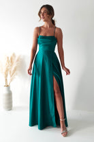 Shantal Satin Gown | Teal Green | Debs & Prom | Formal Gown | Oh Hello Clothing