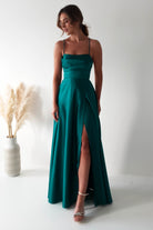 Shantal Satin Gown | Teal Green | Debs & Prom | Formal Gown | Oh Hello Clothing