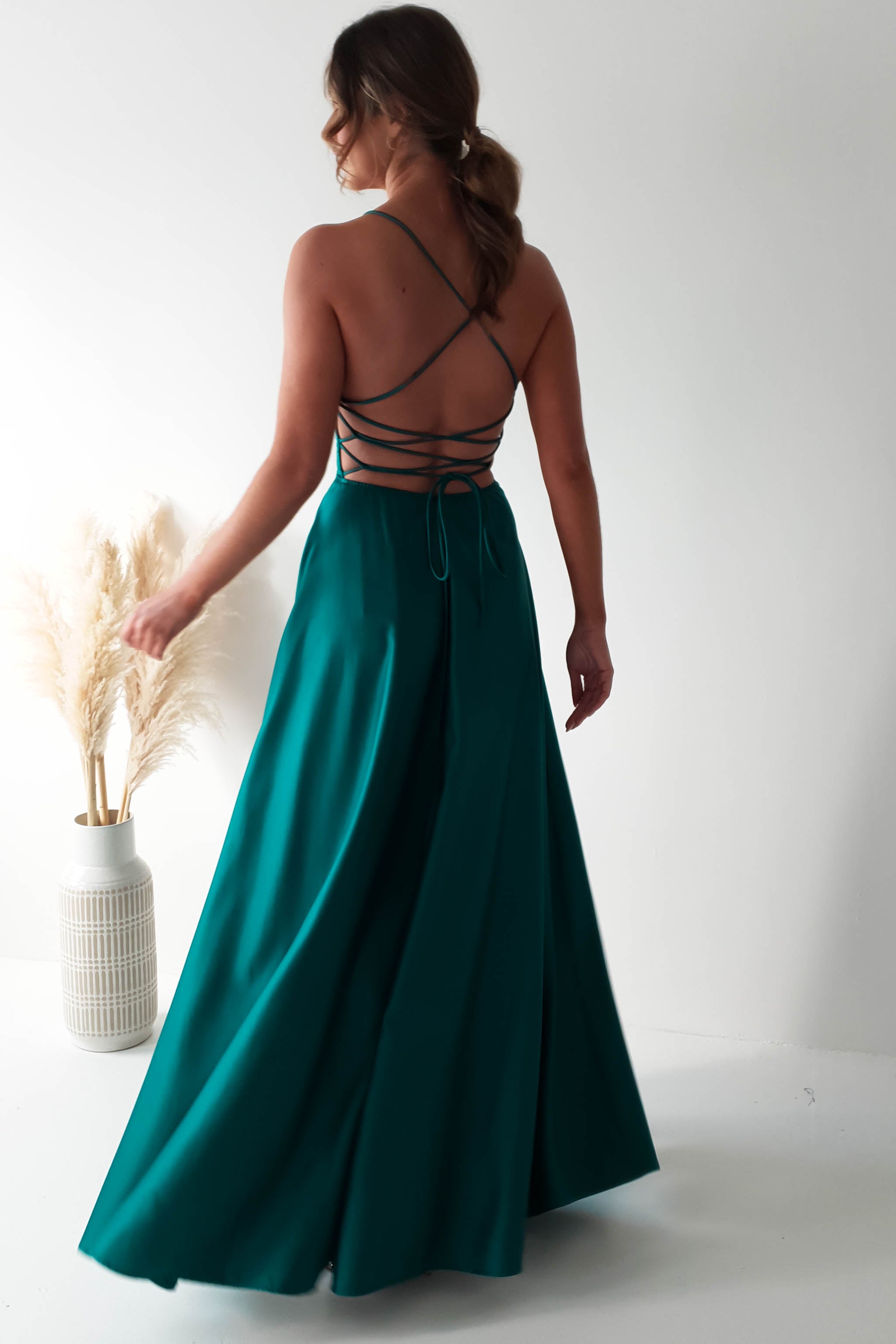 Shantal Satin Gown | Teal Green | Debs & Prom | Formal Gown | Oh Hello Clothing