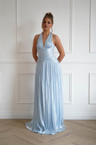 Oh Hello Clothing Dresses > Prom Dresses Sharelle Pleated Luminescent Maxi Gown | Sky Blue