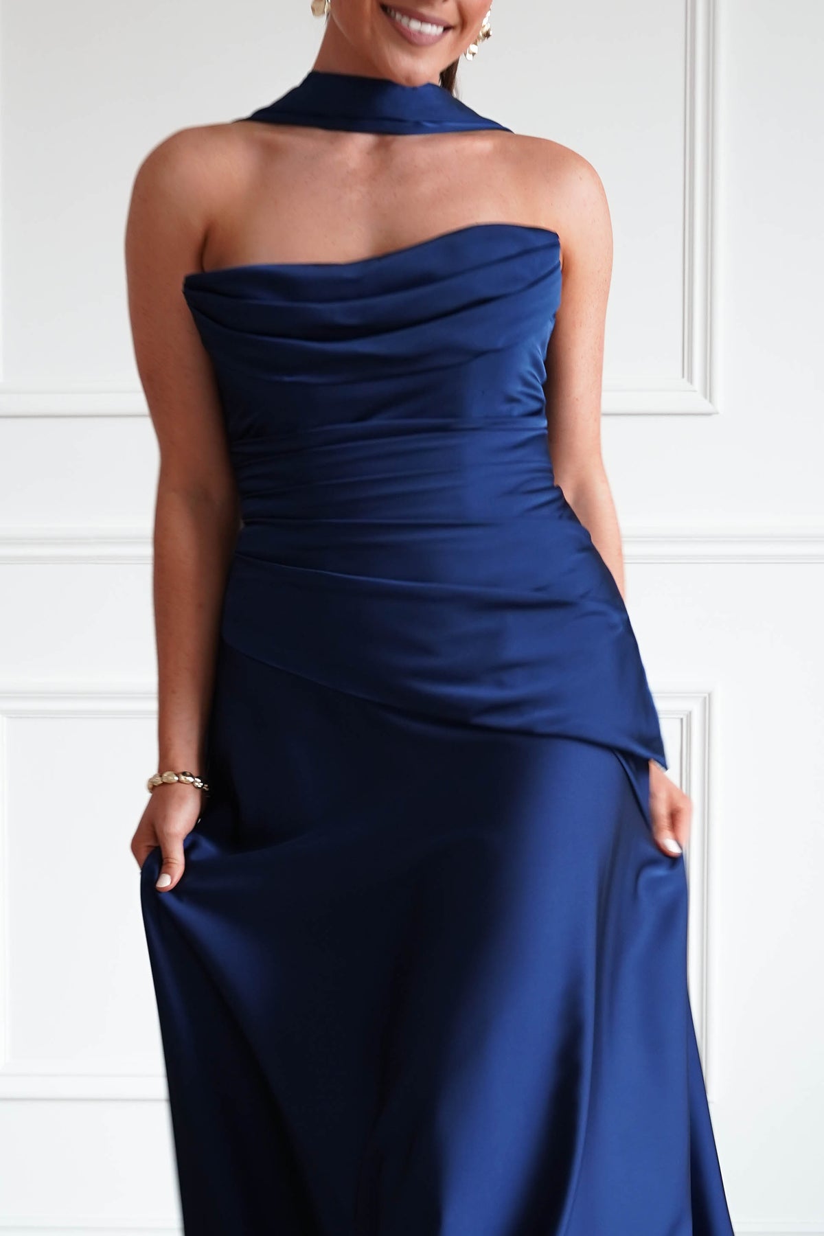 Oh Hello Clothing Women > Clothing > Dresses Sheree Dropped Waist Corset Maxi Dress | Navy