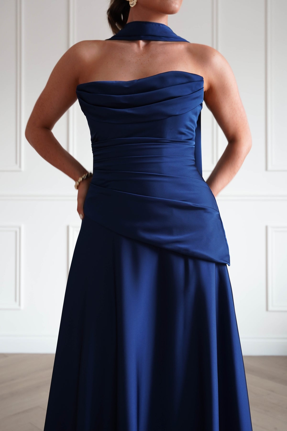 Oh Hello Clothing Women > Clothing > Dresses Sheree Dropped Waist Corset Maxi Dress | Navy