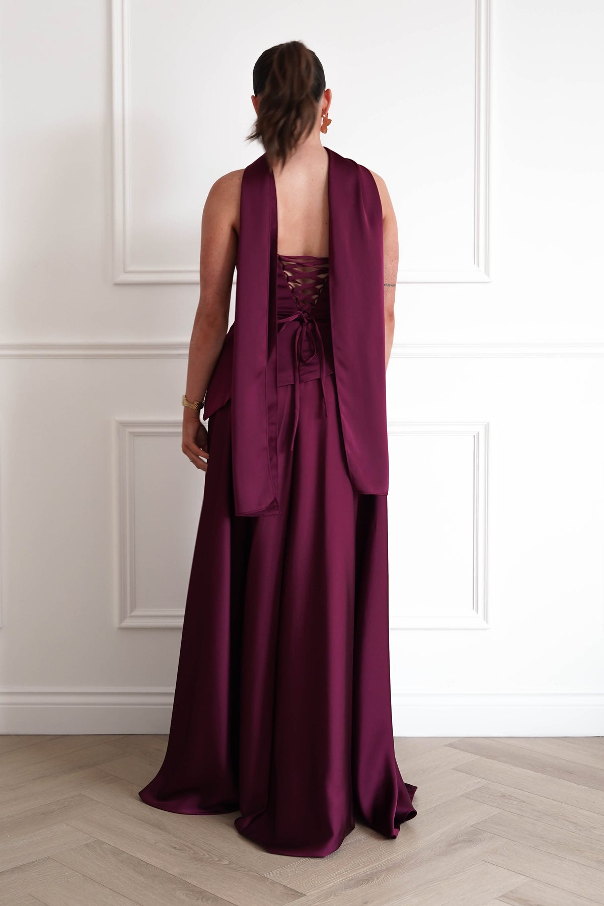 Oh Hello Clothing Women > Clothing > Dresses Sheree Dropped Waist Corset Maxi Dress | Wine