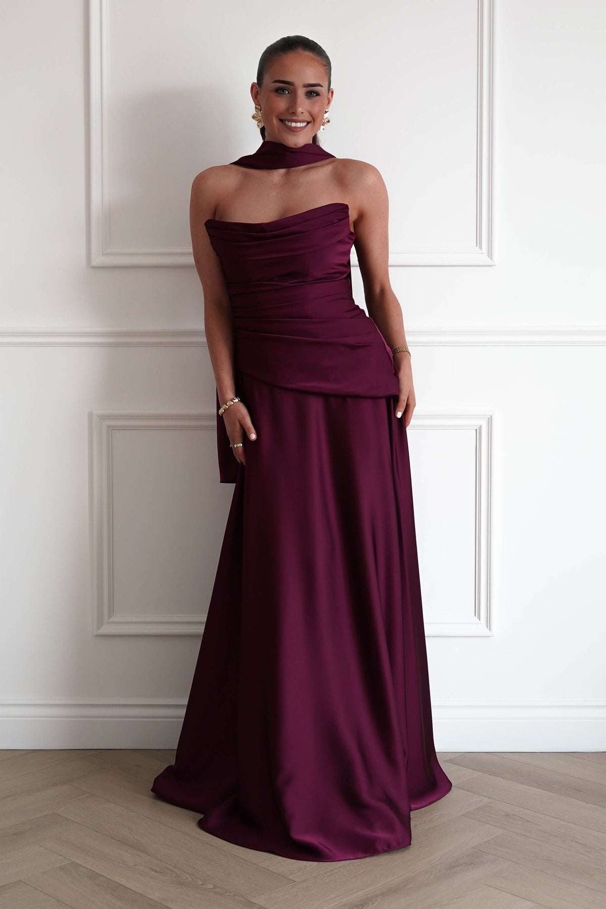 Oh Hello Clothing Women > Clothing > Dresses Sheree Dropped Waist Corset Maxi Dress | Wine