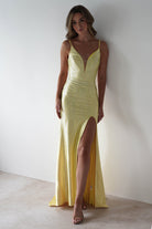 Sienna Rhinestone Bodycon Gown | Yellow | Debs & Prom | Formal Gown | Oh Hello Clothing