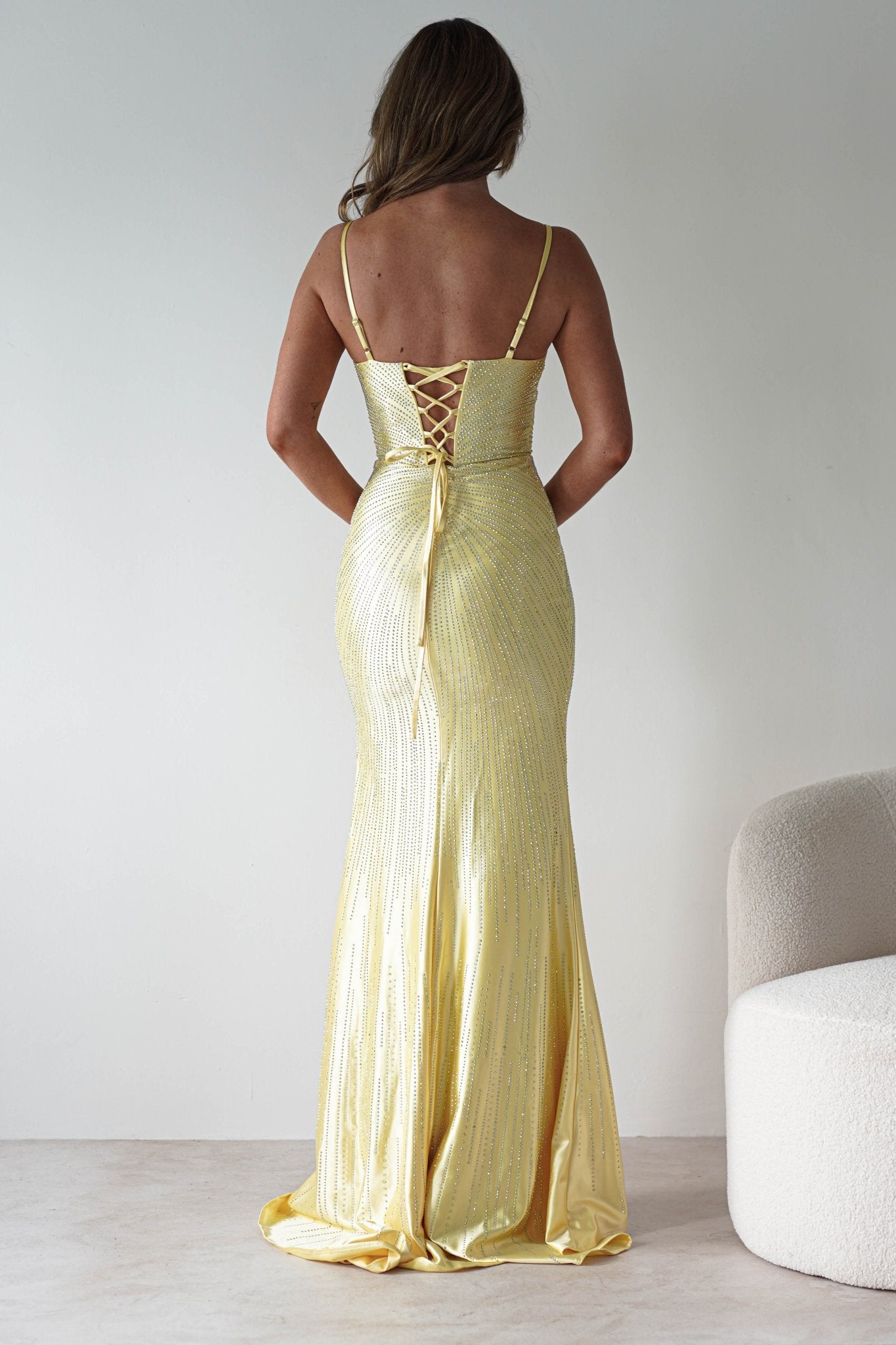 Sienna Rhinestone Bodycon Gown | Yellow | Debs & Prom | Formal Gown | Oh Hello Clothing