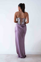 Oh Hello Clothing Dresses > Prom Dresses Sienne Strapless Sequin Satin Maxi Dress | Taupe