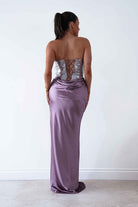 Oh Hello Clothing Dresses > Prom Dresses Sienne Strapless Sequin Satin Maxi Dress | Taupe