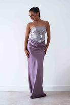 Oh Hello Clothing Dresses > Prom Dresses Sienne Strapless Sequin Satin Maxi Dress | Taupe
