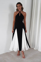 Silvana Halterneck Panel Maxi Dress Black/White | Wedding Guest Dress | Halter Neck | Maxi | Oh Hello Clothing