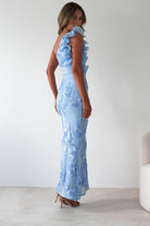 Siren Bodycon Maxi Dress Blue Textured | Wedding Guest Dress | Bodycon | Maxi | Oh Hello Clothing