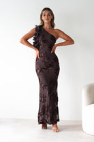 Siren Bodycon Maxi Dress Brown Textured | Wedding Guest Dress | Bodycon | Maxi | Oh Hello Clothing