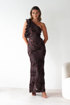 Siren Bodycon Maxi Dress Brown Textured | Wedding Guest Dress | Bodycon | Maxi | Oh Hello Clothing