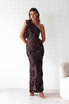 Siren Bodycon Maxi Dress Brown Textured | Wedding Guest Dress | Bodycon | Maxi | Oh Hello Clothing