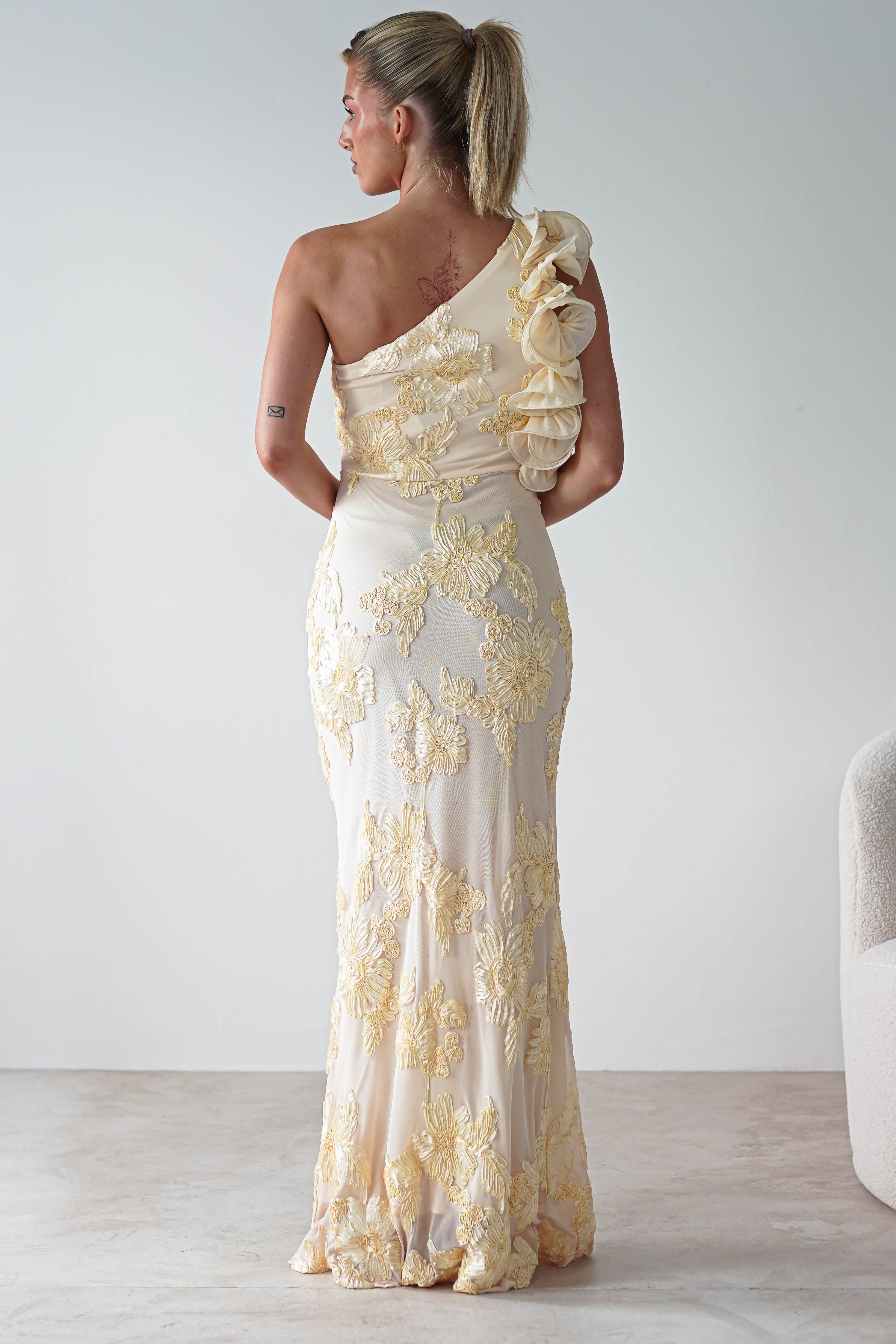 Siren Bodycon Maxi Dress Light Yellow | Wedding Guest Dress | Bodycon | Maxi | Oh Hello Clothing