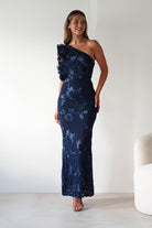 Siren Bodycon Maxi Dress Navy Textured | Wedding Guest Dress | Bodycon | Maxi | Oh Hello Clothing