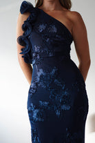 Siren Bodycon Maxi Dress Navy Textured | Wedding Guest Dress | Bodycon | Maxi | Oh Hello Clothing