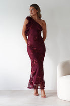 Siren Bodycon Maxi Dress Wine Textured | Wedding Guest Dress | Bodycon | Maxi | Oh Hello Clothing