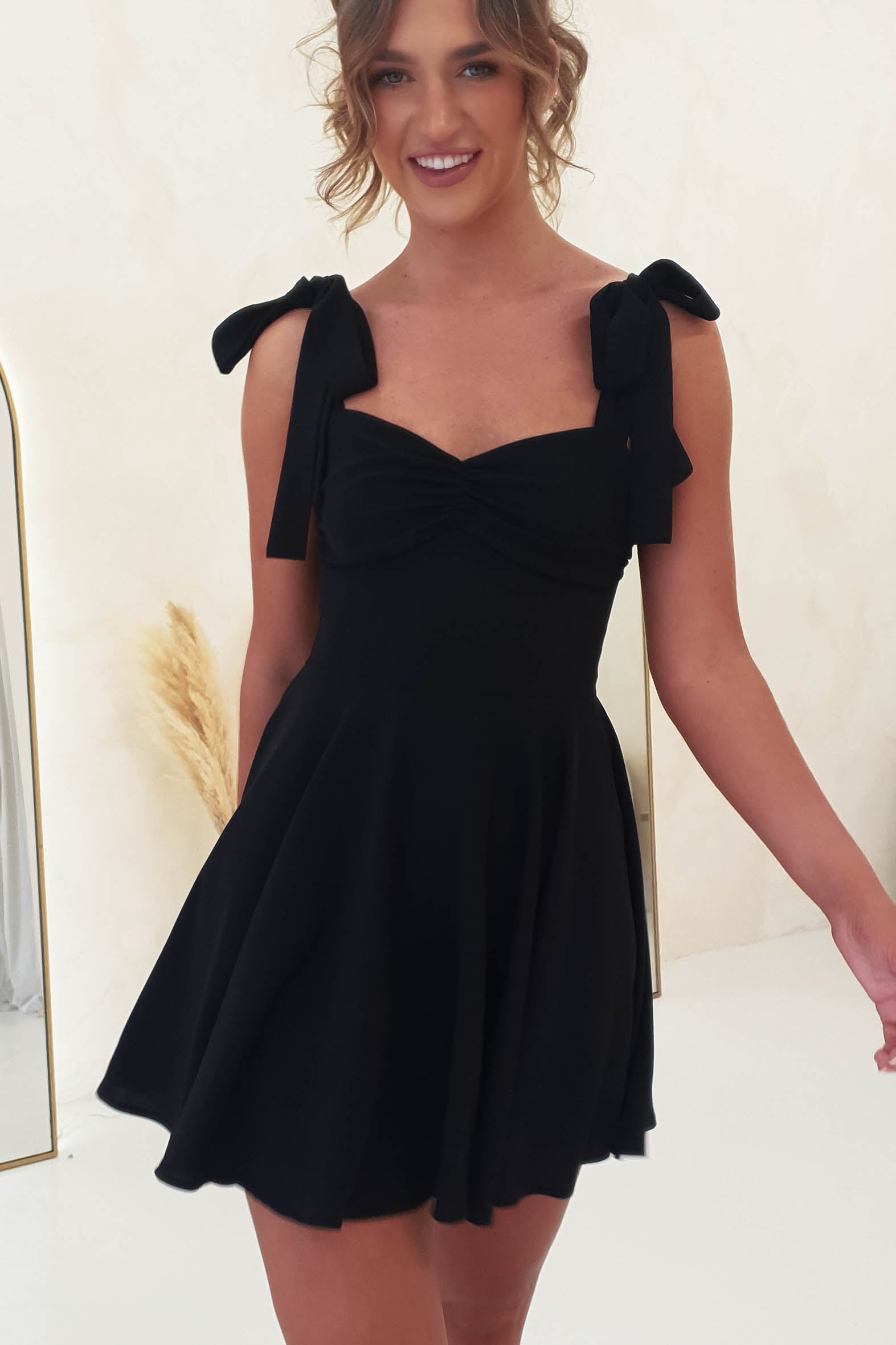 Amara Skater Mini Dress Black | Wedding Guest Dress | Skater | Oh Hello Clothing